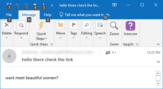 Outlook Email in new window